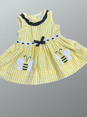 Samara Dress Baby Girl Yellow Gingham Check Butterfly  Size 6-9 Months NWOT